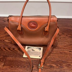 Vintage Dooney & Bourke Solid Black Pebble All Weather Leather Satchel Purse USA